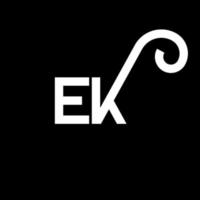 e-Buchstaben-Logo-Design auf schwarzem Hintergrund. ek kreative Initialen schreiben Logo-Konzept. ek Briefgestaltung. ek weißes Buchstabendesign auf schwarzem Hintergrund. ek, ek-Logo vektor