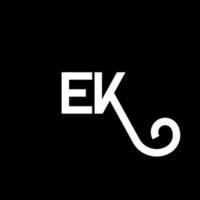 e-Buchstaben-Logo-Design auf schwarzem Hintergrund. ek kreative Initialen schreiben Logo-Konzept. ek Briefgestaltung. ek weißes Buchstabendesign auf schwarzem Hintergrund. ek, ek-Logo vektor