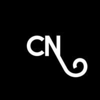 cn-Brief-Logo-Design auf schwarzem Hintergrund. cn kreative Initialen schreiben Logo-Konzept. cn Briefgestaltung. cn weißes Buchstabendesign auf schwarzem Hintergrund. cn, cn-Logo vektor