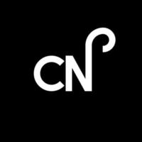 cn brev logotyp design på svart bakgrund. cn kreativa initialer brev logotyp koncept. cn bokstavsdesign. cn vit bokstavsdesign på svart bakgrund. cn, cn logotyp vektor