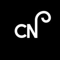 cn brev logotyp design på svart bakgrund. cn kreativa initialer brev logotyp koncept. cn bokstavsdesign. cn vit bokstavsdesign på svart bakgrund. cn, cn logotyp vektor