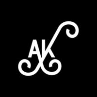 ak brev logotyp design på svart bakgrund. ak kreativa initialer brev logotyp koncept. ak ikon design. ak vit bokstav ikon design på svart bakgrund. ak vektor