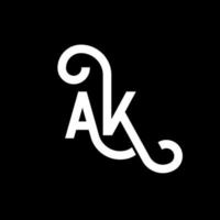 ak brev logotyp design på svart bakgrund. ak kreativa initialer brev logotyp koncept. ak ikon design. ak vit bokstav ikon design på svart bakgrund. ak vektor