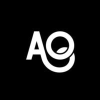 ao-Buchstaben-Logo-Design auf schwarzem Hintergrund. ao kreative Initialen schreiben Logo-Konzept. ua Briefgestaltung. ein weißes Buchstabendesign auf schwarzem Hintergrund. ao, ao-Logo vektor