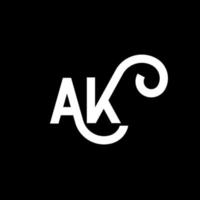 ak brev logotyp design på svart bakgrund. ak kreativa initialer brev logotyp koncept. ak ikon design. ak vit bokstav ikon design på svart bakgrund. ak vektor