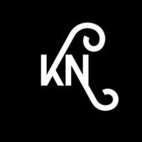 k-Buchstaben-Logo-Design auf schwarzem Hintergrund. k kreative Initialen schreiben Logo-Konzept. k-Briefgestaltung. n weißes Buchstabendesign auf schwarzem Hintergrund. kn, kn-Logo vektor