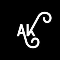 ak brev logotyp design på svart bakgrund. ak kreativa initialer brev logotyp koncept. ak ikon design. ak vit bokstav ikon design på svart bakgrund. ak vektor