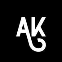 ak brev logotyp design på svart bakgrund. ak kreativa initialer brev logotyp koncept. ak ikon design. ak vit bokstav ikon design på svart bakgrund. ak vektor