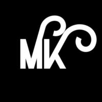 mk brev logotyp design. initiala bokstäver mk logotyp ikon. abstrakt bokstav mk minimal logotyp formgivningsmall. mk brev design vektor med svarta färger. mk logotyp