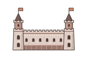 uppsättning medeltida slott vägg enkel platt illustration vektor