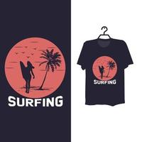 surfa t-shirt malldesign. vektor