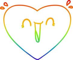 Regenbogen-Gradientenlinie Zeichnung Cartoon glückliches Herz vektor