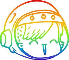 Regenbogengradientenlinie Zeichnung Cartoon glückliches Astronautengesicht vektor