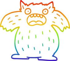 Regenbogen-Gradientenlinie Zeichnung Cartoon Yeti-Monster vektor