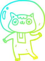 Kalte Gradientenlinie Zeichnung Cartoon Space Cat vektor