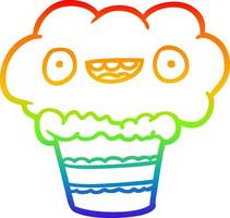 Regenbogen-Gradientenlinie, die lustigen Cupcake zeichnet vektor