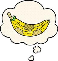 tecknad gammal banan och tankebubbla i serietidningsstil vektor