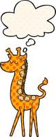 Cartoon-Giraffe und Gedankenblase im Comic-Stil vektor