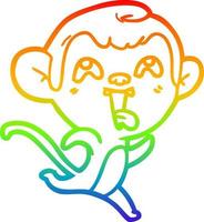 Regenbogen-Gradientenlinie, die einen verrückten Cartoon-Affen zeichnet vektor