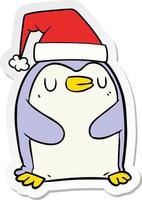 Aufkleber eines Cartoon-Pinguins mit Weihnachtsmütze vektor