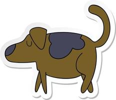 Aufkleber eines skurrilen, handgezeichneten Cartoon-Hundes vektor