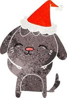 Fröhlicher Retro-Cartoon eines Hundes mit Weihnachtsmütze vektor
