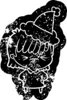 genervte Cartoon-Distressed-Ikone eines Mädchens mit Weihnachtsmütze vektor