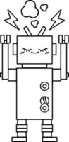 linjeteckning tecknad dansande robot vektor