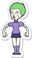 klistermärke av en tecknad zombie monster kvinna vektor