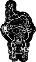 tecknad nödställd ikon av en gråtande man som bär tomtehatt vektor