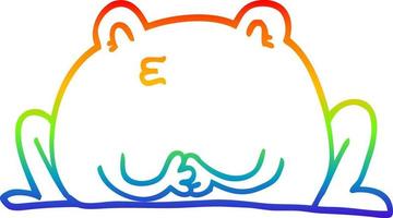 Regenbogen-Gradientenlinie zeichnet niedlichen Cartoon-Frosch vektor