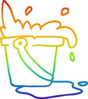 Regenbogen-Gradientenlinie Zeichnung Cartoon Wasser und Eimer vektor