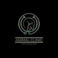 tierklinik hund stethoskop linie stil luxus logo vorlage design für marke oder unternehmen und andere vektor