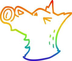 Regenbogengradientenlinie Zeichnung Cartoon heulender Hund vektor