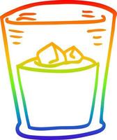 Regenbogen-Gradientenlinie Zeichnung Cartoon-Whisky-Glas vektor