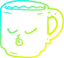 kalte Gradientenlinie Zeichnung Cartoon-Kaffeetasse vektor