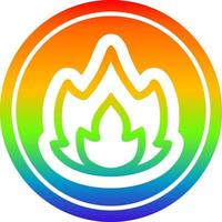einfache flamme kreisförmig im regenbogenspektrum vektor