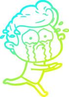 Kalte Gradientenlinie Zeichnung Cartoon weinender Mann läuft vektor