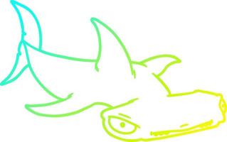 Kalte Gradientenlinie Zeichnung Cartoon Hammerhai vektor
