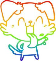 Regenbogen-Gradientenlinie Zeichnung Cartoon keuchender Hund vektor