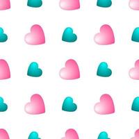 nahtloses Muster mit rosa und blauen Herzen auf weißem Hintergrund. Vektor-Illustration. vektor