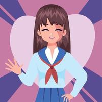 anime sjöman flicka med hjärta vektor