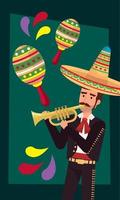 mexikanskt firande med manlig mariachi vektor