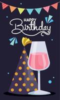 grattis på födelsedagen bokstäver med champagne vektor