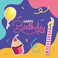 grattis på födelsedagen bokstäver med cupcake vektor