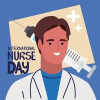 sjuksköterska dag firande med läkare vektor