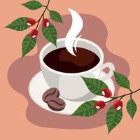 kaffeplantor och kopp vektor