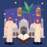 moslempaar mit koran vektor