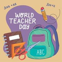 världen lärare dag bokstäver vykort vektor