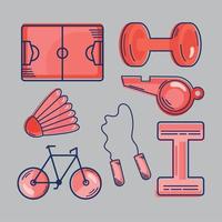 sju sportutrustning ikoner vektor